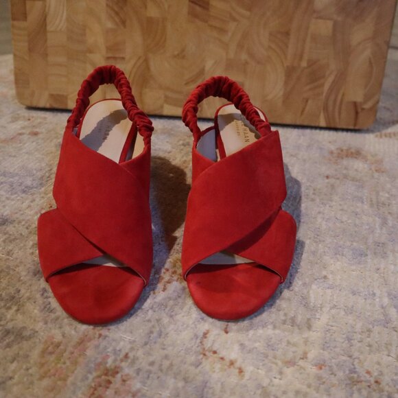 Cole Haan Size 8 Red Suede Block Heels - Picture 3 of 8